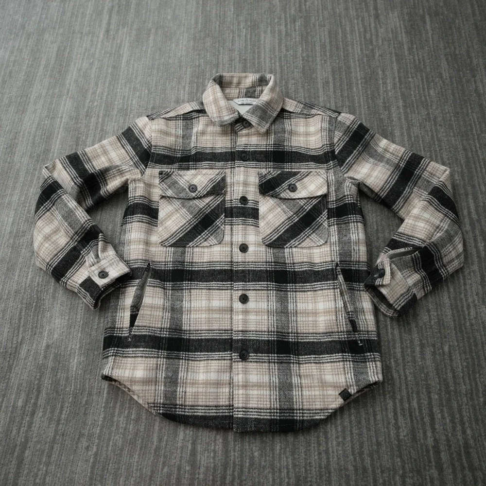 Alpine Design Jacket Men Plaid Flannel Wool 2 Pockets Long Sleeve Buttons XS‎